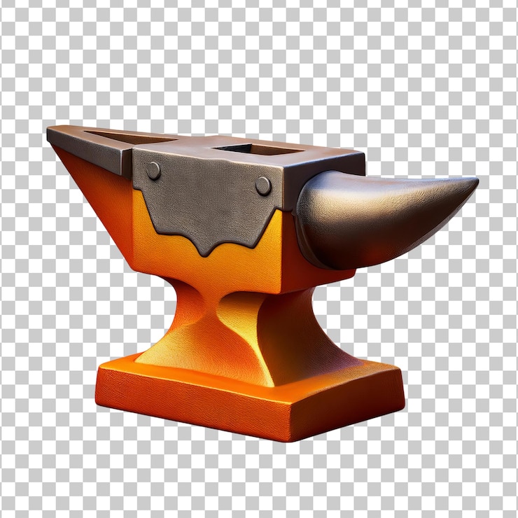 PSD realistic blacksmith anvil on transparent background for design use