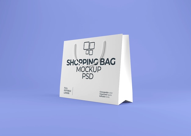 Realistic blank paper shopping bag mockup