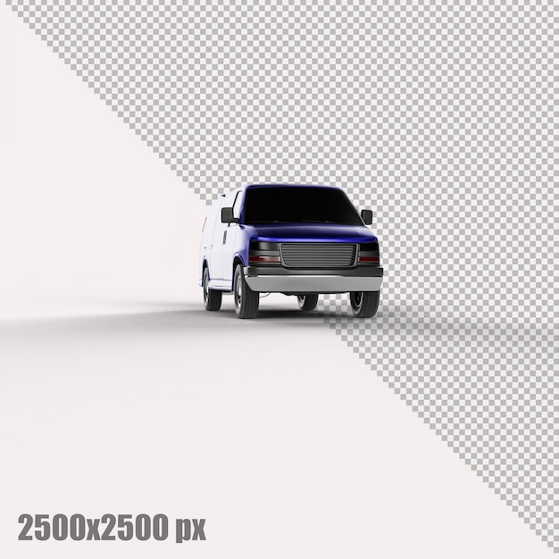 PSD realistic blue cargo van in 3d render