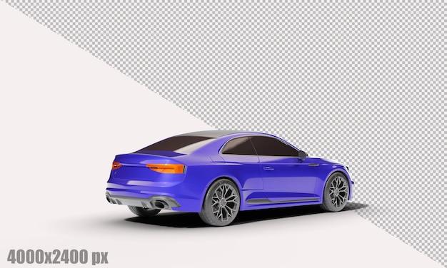 Auto berlina blu realistica nel rendering 3d