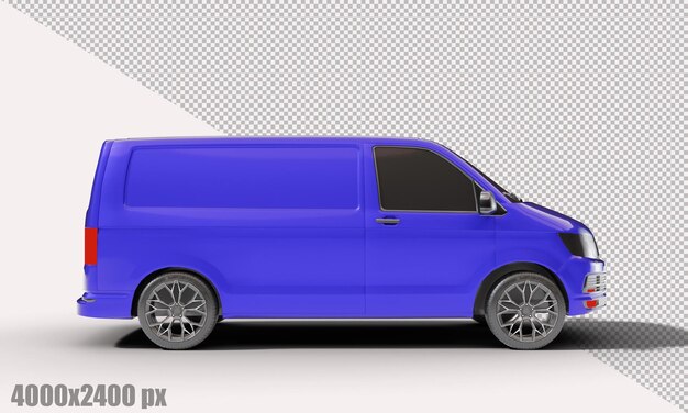 PSD automobile blu realistica del furgone nel rendering 3d