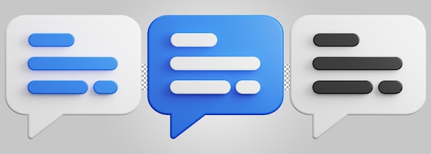 PSD realistic blue white black bubble chat discussion talking 3d render