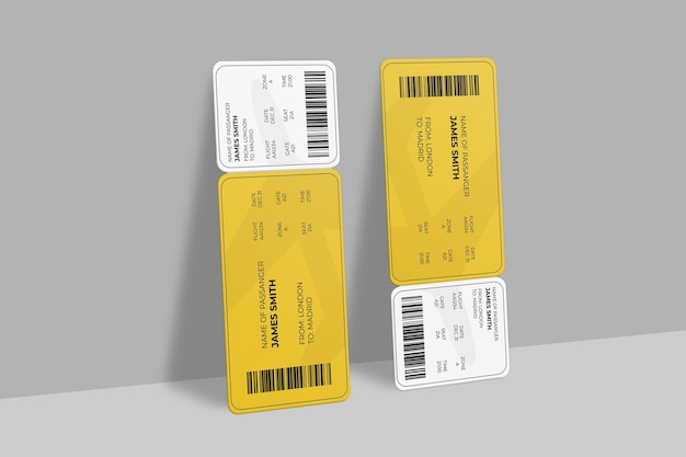 Realistic boarding pass or event ticket mockup design