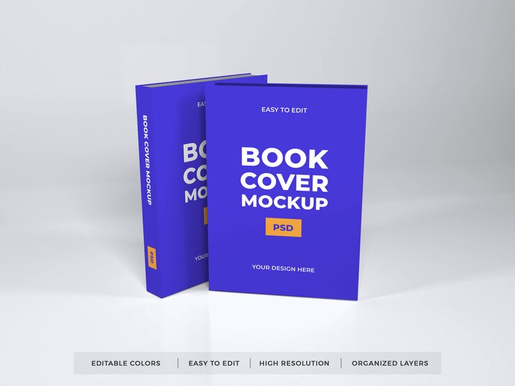 PSD realistic book cover mockup template