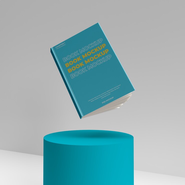 Реалистичный макет книги 3D рендеринг сценической сцены летающий макет