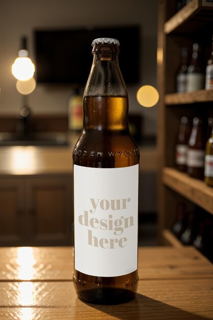 PSD realistic bottle mockup beer olive oil product packaging showcasse new merch stock psd photo