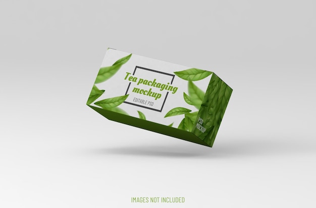 Realistic box packaging mockup for tea advertising on clean background