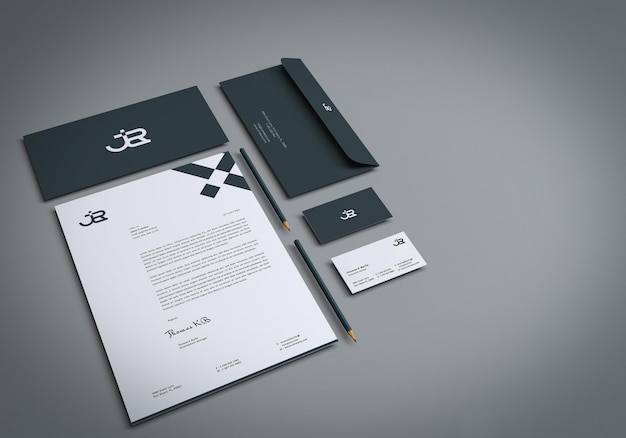 Realistic Branding Stationery Set Mockup Design Template