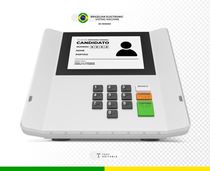 PSD realistic brazilian electronic ballot box mockup rendered in 3d for electoral processes