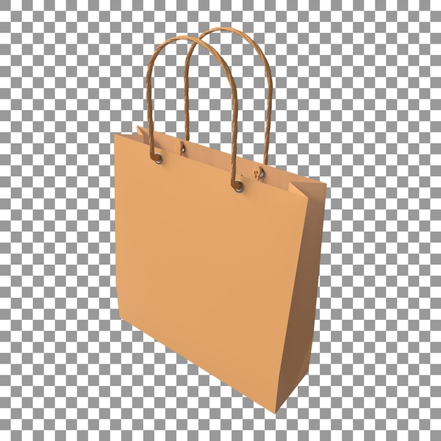 PSD realistic brown 3d paper bag rendering shopping bag for mockup