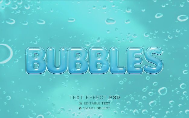 Realistic bubble water glass text effect editable