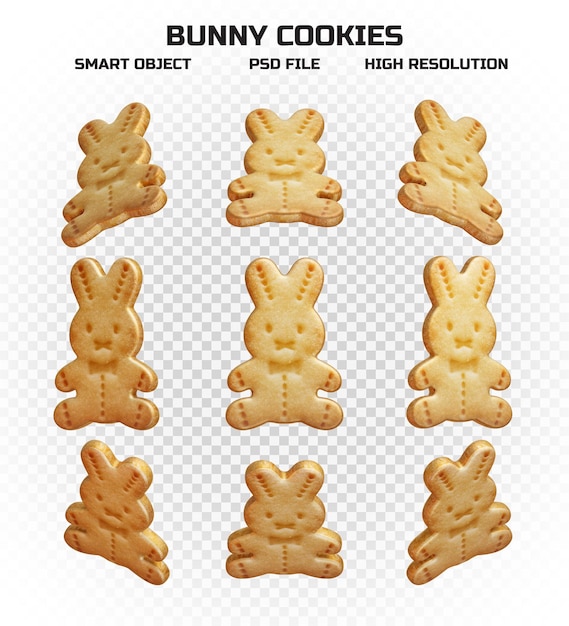 Realistic bunny cookies in high resolution for decoration