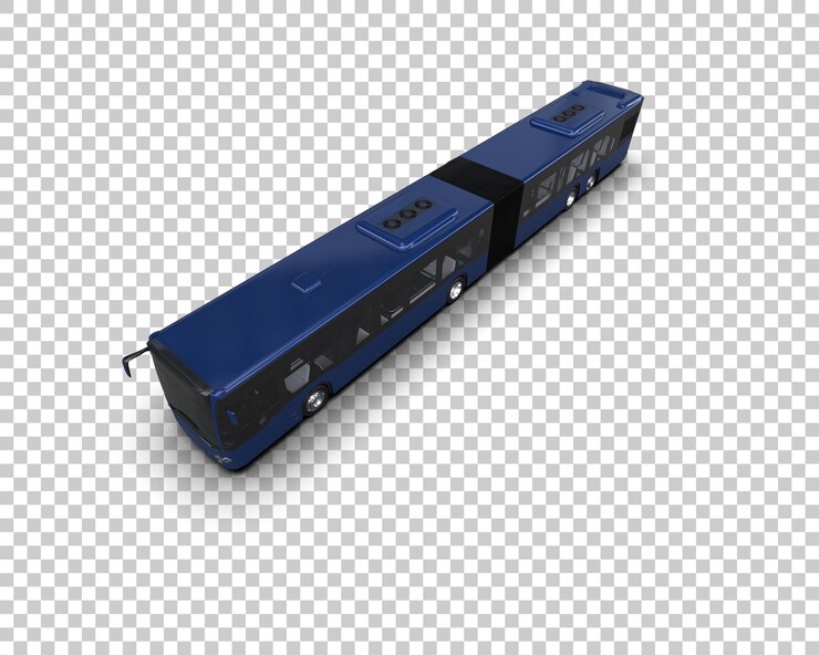 PSD realistic bus isolated on background 3d rendering illustration