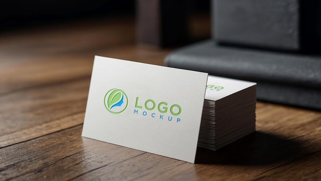 Realistic business card letterpress logo mockup