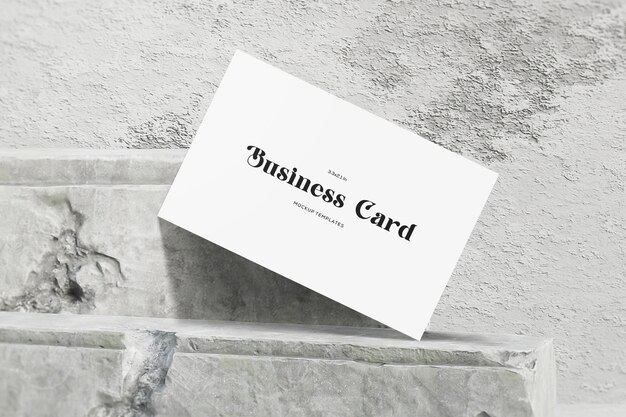 Realistic Business Card Mockup on Concrete Texture Background