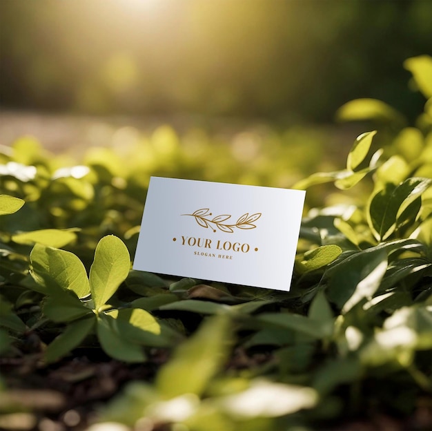 Realistic Business card mockup on the ground