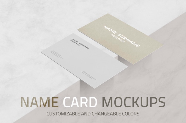 PSD realistic business card mockup psd sustainability eco industry on marble
