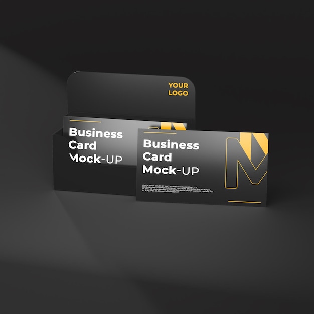 Realistic business card mockup with holder