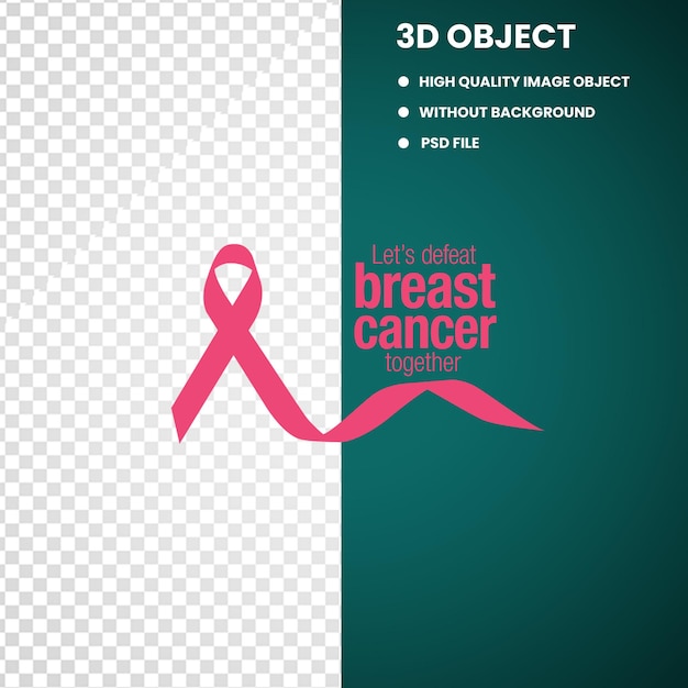 PSD realistic cancer ribbon flat breast cancer awareness with ribbon international day against cancer