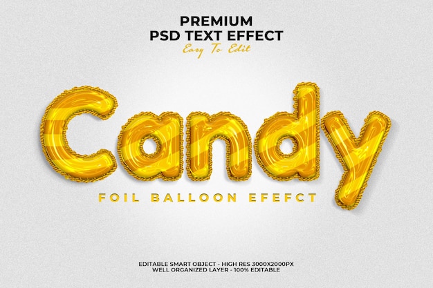 Realistic candy balloon text effect editable