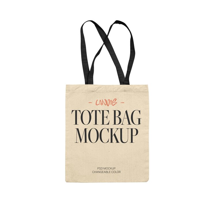 PSD realistic canvas tote bag mockup
