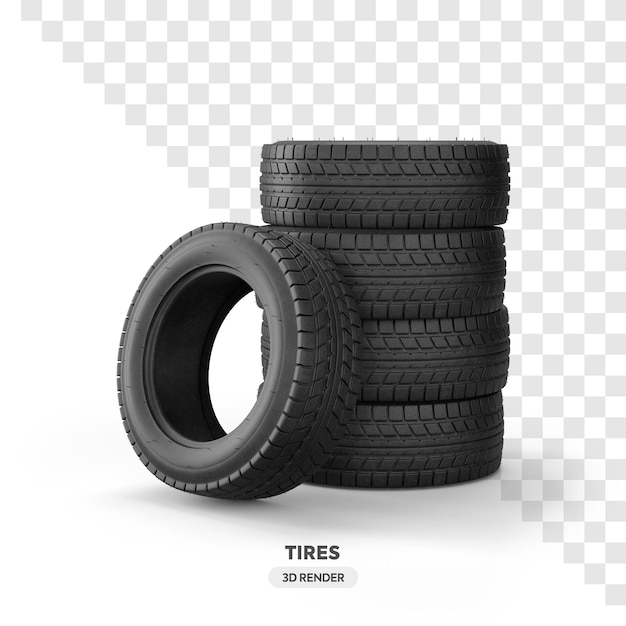 PSD realistic car tires 3d render