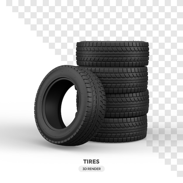 PSD realistic car tires 3d render