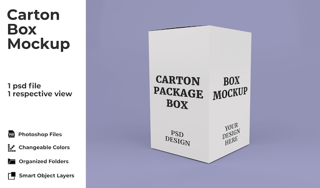 PSD modello realistico di scatola di cartone per l'imballaggio