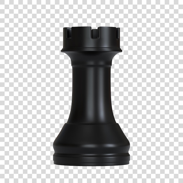 Realistico chess black rook figura di gioco per il gioco di business strategico gioco di scacchi 3d rendering