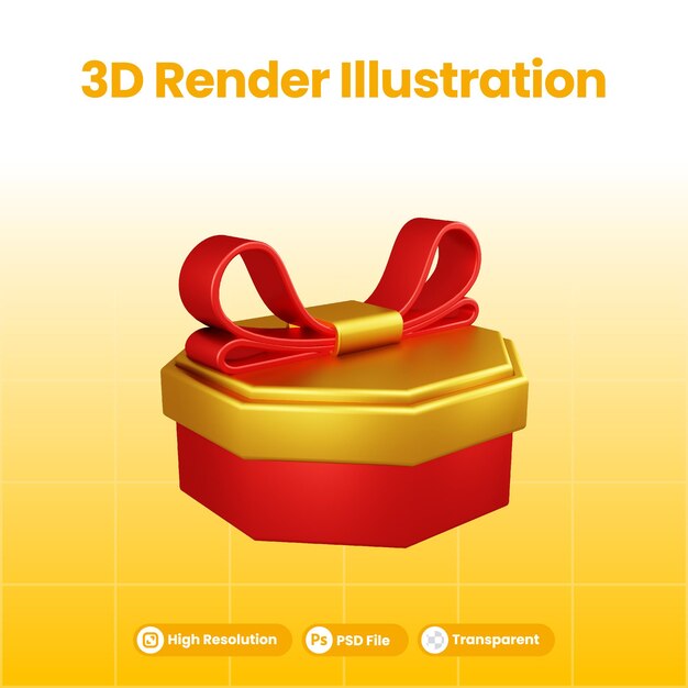 Realistic chinese closed gift box 3d illustration