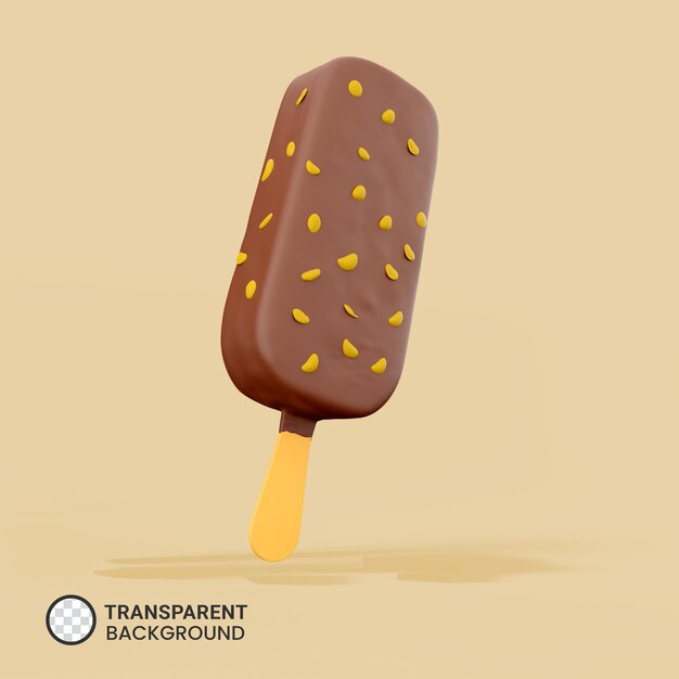 Realistic chocolate ice cream peanut isolated 3d object transparent background ai generated