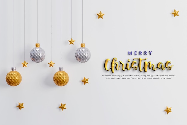 Sfondo di natale realistico con eleganti palle di natale 3d banner di buon natale realistico