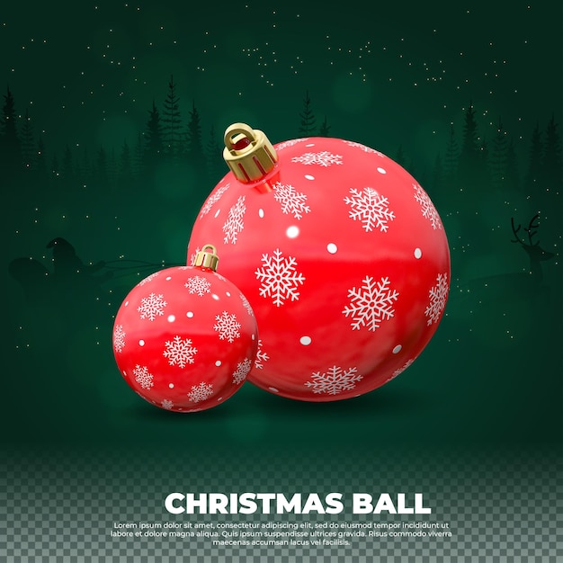 Realistic christmas ball 3d rendering