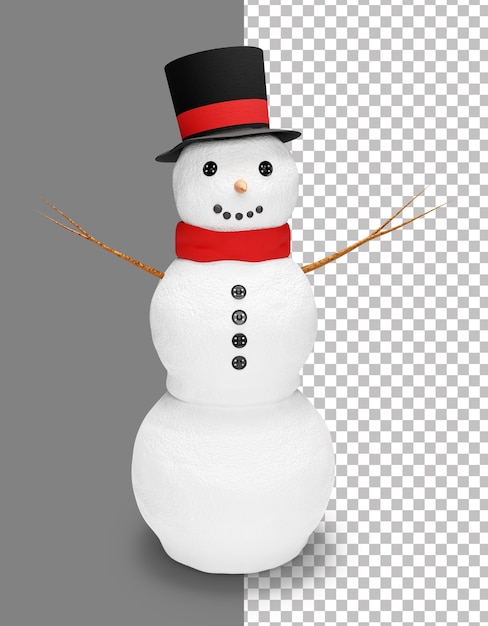 PSD realistic christmas snowman with hat and scarf