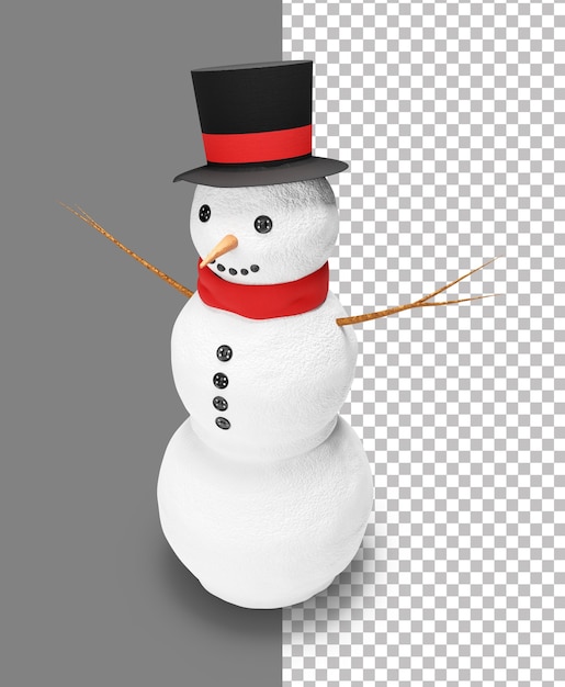 PSD realistic christmas snowman with hat and scarf