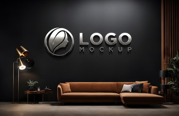 Mockup del logo chrome realistico