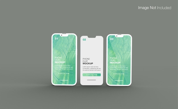 Realistic clay screen phone mockup with front view