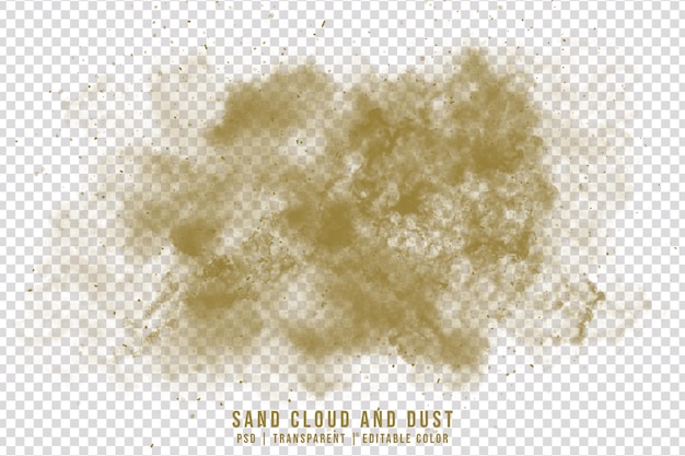 PSD realistic and clean brown sand cloud with dust isolated on transparent background