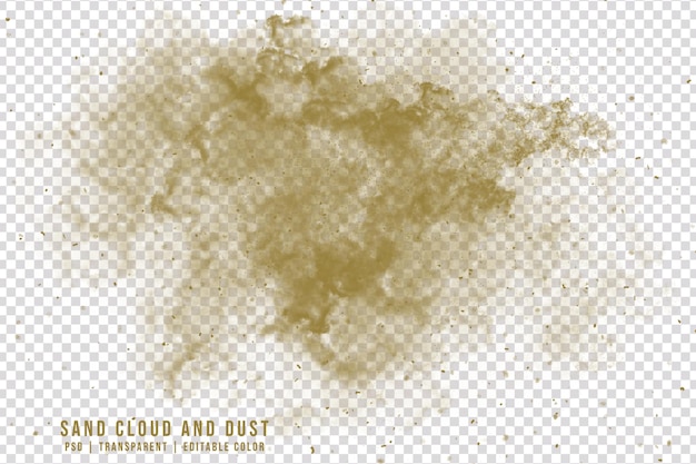 PSD realistic and clean brown sand cloud with dust isolated on transparent background