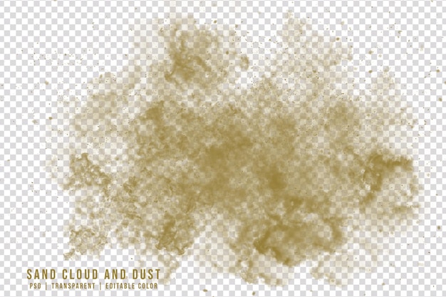 Realistic and clean brown sand cloud with dust isolated on transparent background