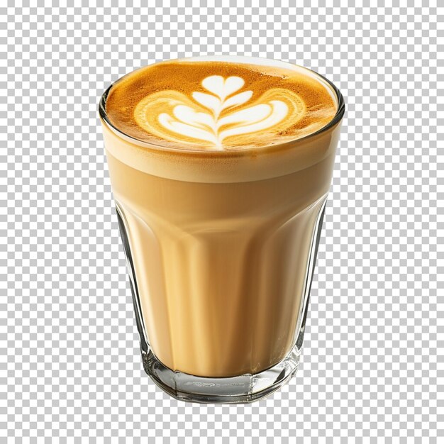 PSD realistic coffee beautiful latte isolated on transparent background