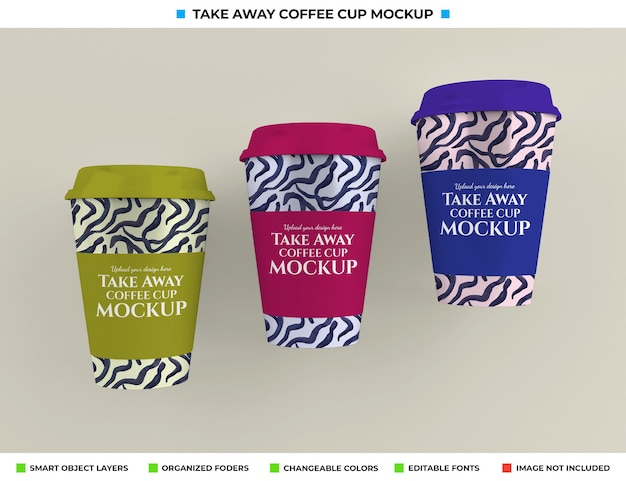 Realistic coffee cup mockup in take away concept