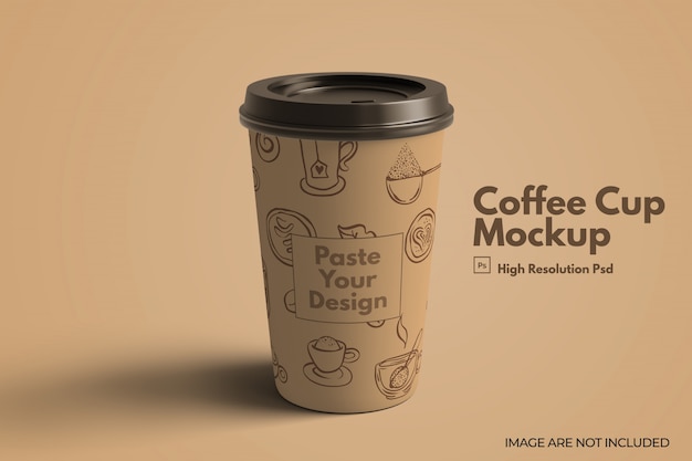 PSD realistic coffee cup mockup with lids