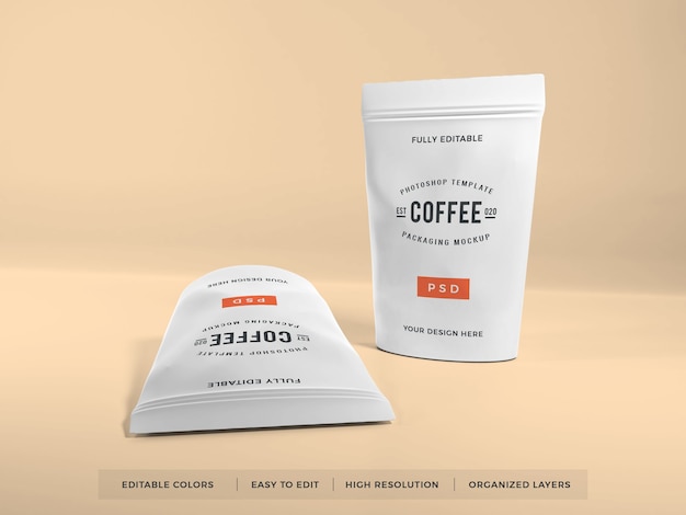 Realistic coffee packaging mockup