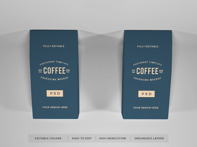 Realistic coffee packaging mockup