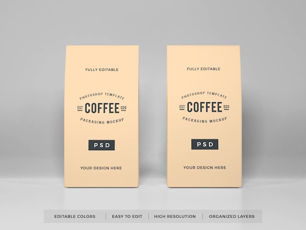 Mockup di confezionamento di caffè realistico