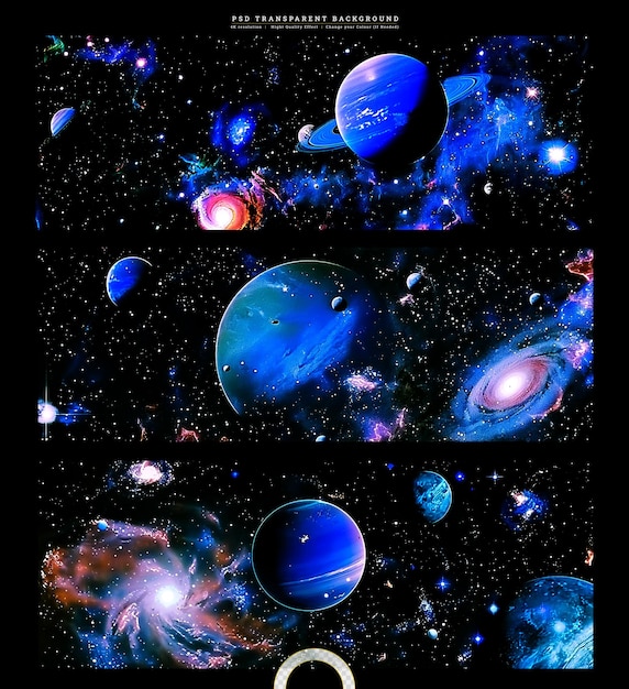 네불라와 은하계와 함께 현실적인 다채로운 우주