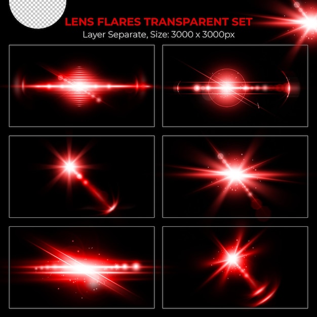 Realistic colorful lens flare lights effect collection