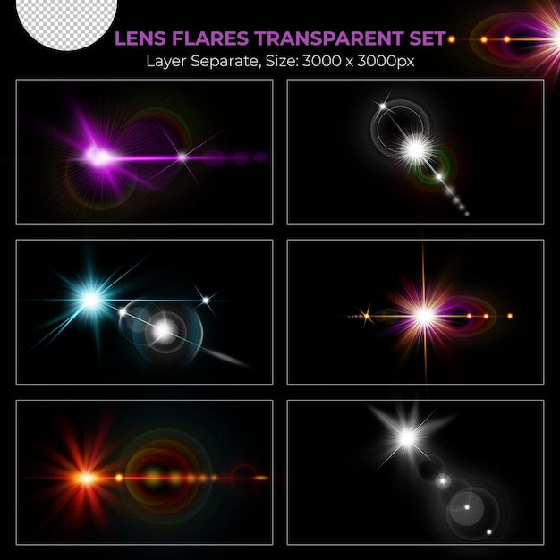 Collezione di effetti di luci colorate realistiche