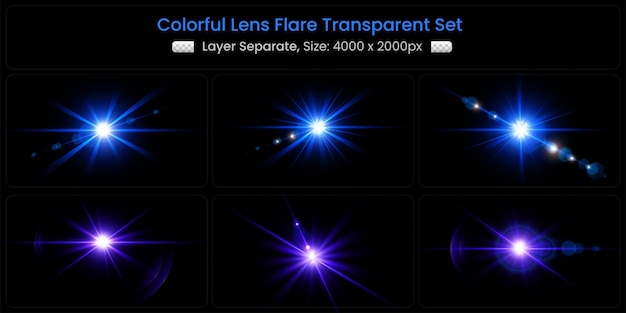 Realistic colorful lens flare with abstract lens lights collection